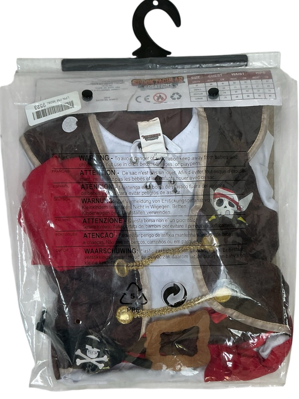 Halloween Pirate Costume 4 piece set Spectacular Creations Kids Toddler 3T - Picture 7 of 11